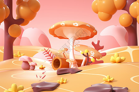 秋季蘑菇场景图片