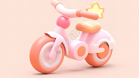 可爱的儿童双轮自行车3D图标图片