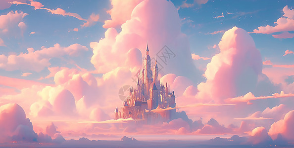 唯美云上城堡背景图片