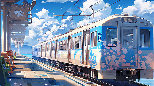 樱花涂鸦列车图片
