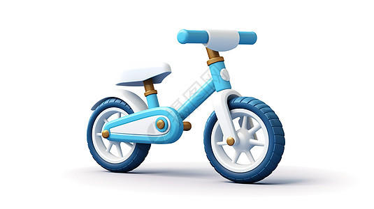 儿童蓝色平衡车3D图标图片