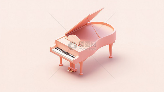 儿童粉色卡通钢琴3D图标图片