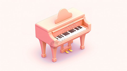 儿童粉色钢琴3D卡通图标图片