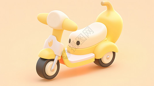 音频产品儿童可爱的小摩托车3D卡通图标插画