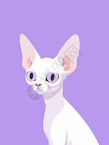 立着耳朵大眼睛漂亮的卡通白猫图片