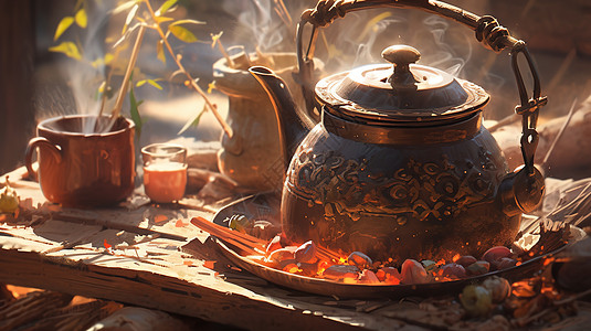铜炉煮茶图片