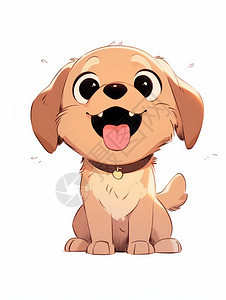大眼睛开心笑的黄色毛卡通小狗图片