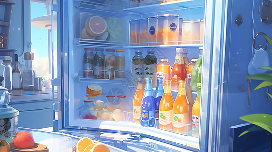 冰箱里的美味饮料图片