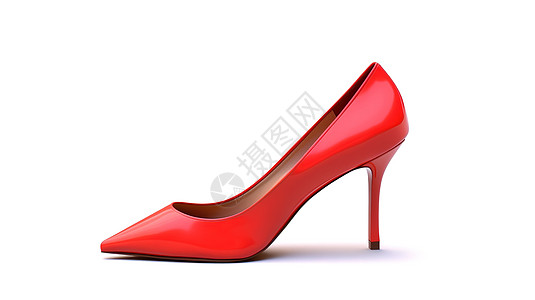 女士红色高跟鞋3D图标图片