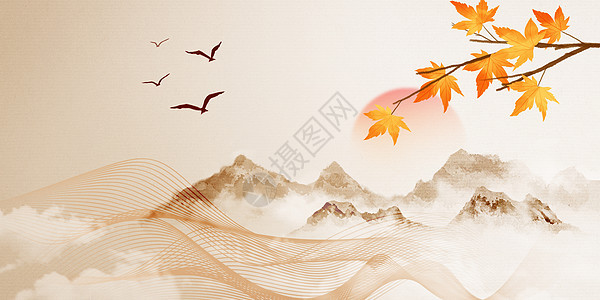 中国风秋天背景背景图片