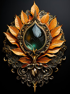 树叶形状的宝石装饰背景图片
