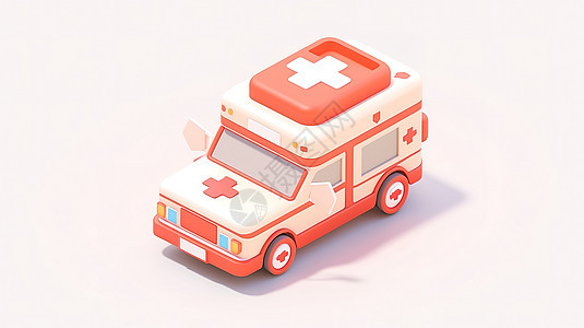 救护车3D卡通图标背景图片