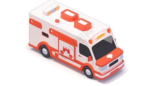 救护车3D卡通可爱图标高清图片