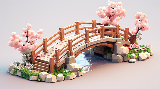 鹊桥七夕情人节卡通可爱3D素材背景图片