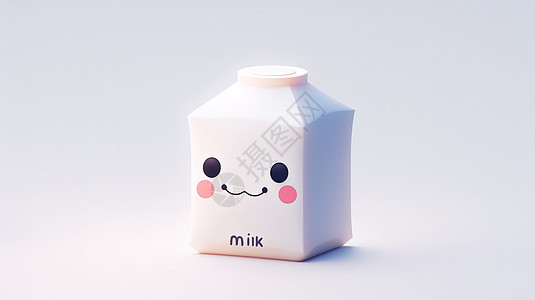 可爱的牛奶3D卡通图标图片