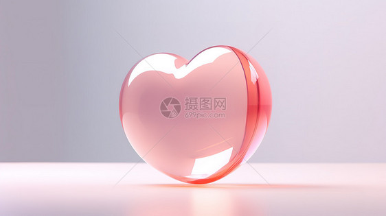 七夕情人节水晶透明爱心3D图标图片