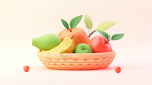 水果果篮3D卡通图标图片