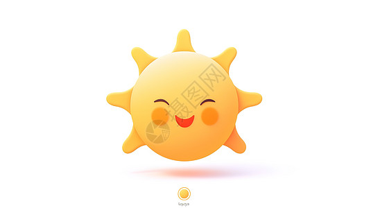 可爱的太阳3D卡通图标背景图片