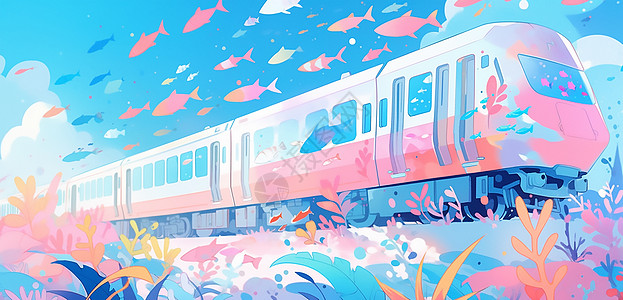 梦幻彩色列车背景图片