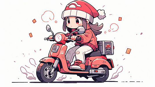 骑卡通摩托车可爱的卡通小女孩图片