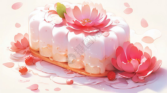 花朵味道的美味卡通甜品图片