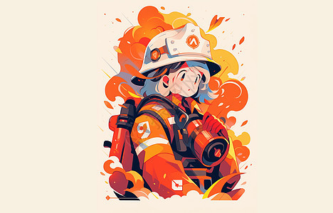 戴着头盔酷酷的卡通消防员图片