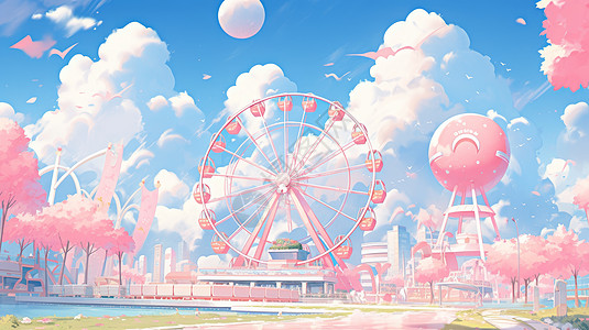 粉色主题梦幻的卡通游乐园图片
