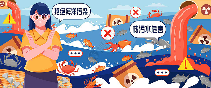 核污染保护海洋插画banner背景图片
