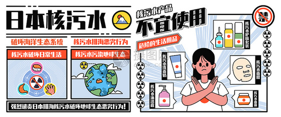 日本核污水之不宜使用的产品插画banner图片