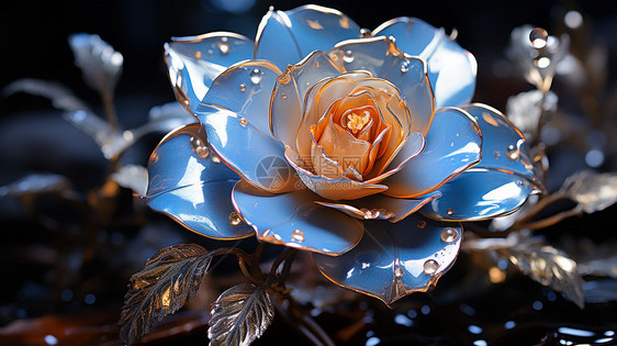 立体精致的金属质感花朵图片