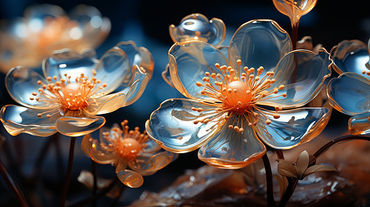 盛开漂亮的透明花瓣花朵背景图片