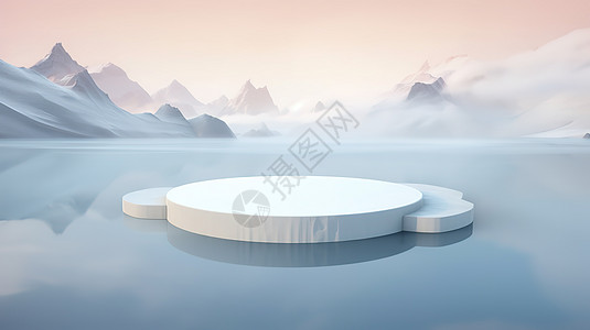 灰白色冰川风格简约展台图片