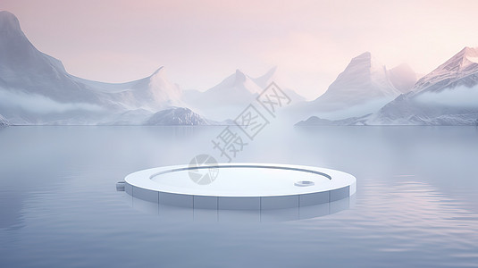 双十一主图模板简约浅蓝白相间冰川风格展台设计图片