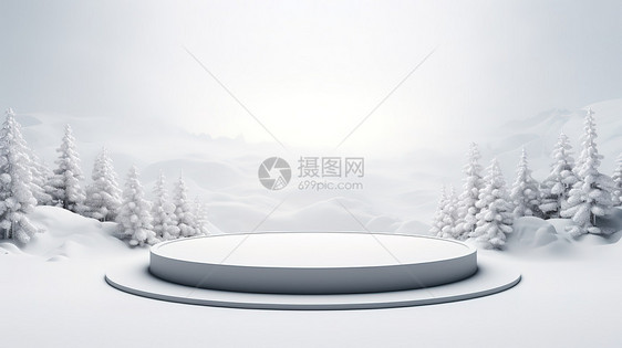 冬天雪景圣诞节电商产品展示台图片