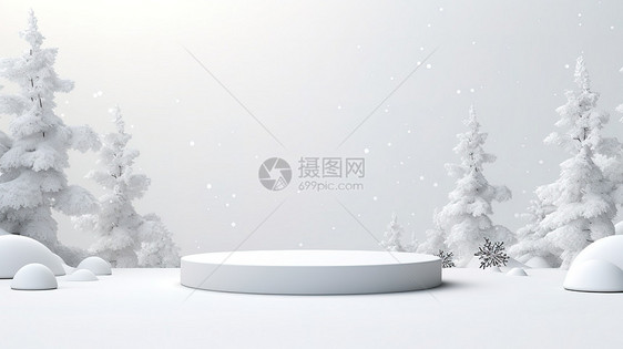 圣诞节冬天雪景电商产品展示台图片
