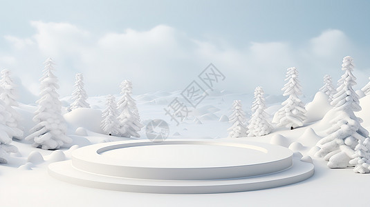 圣诞节雪景电商产品展示台图片