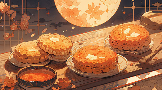 卡通传统糕点美味的月饼图片