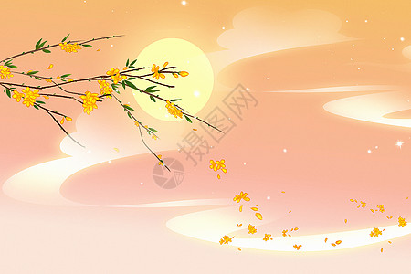 桂花汤圆弥散风中秋节背景设计图片