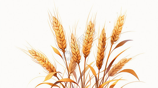金黄色的卡通麦子在白色背景上图片