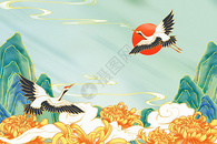 国潮风重阳节背景图片