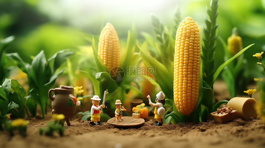 玉米微距小人微观图片