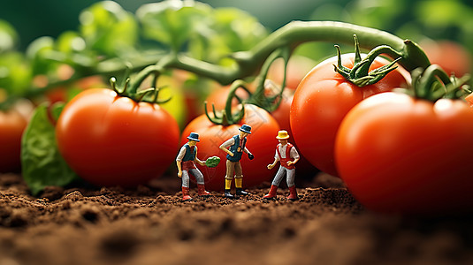 创意农产品番茄微观创意小人图片