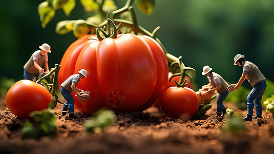 创意农产品西红柿蔬菜微观创意小人图片