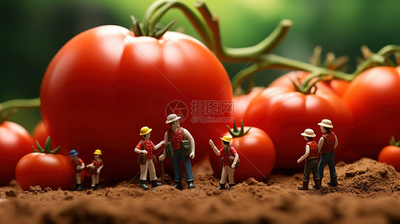 菜园西红柿微观创意小人图片