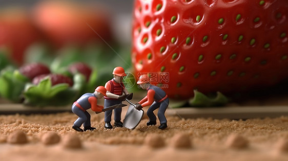 水果草莓微距创意小人图片