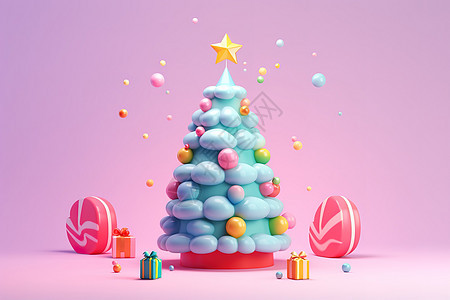 圣诞节日圣诞树背景3D立体图片