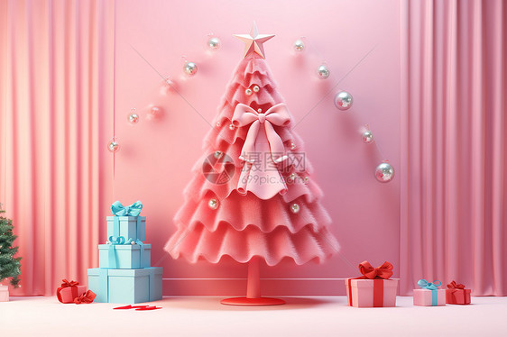圣诞节日3D圣诞树背景图片