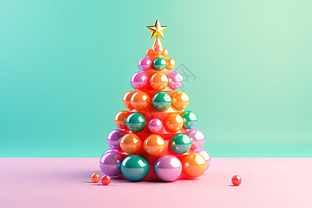 3D可爱的圣诞树背景图片