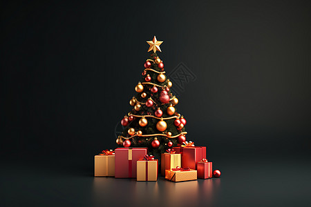 圣诞树礼物立体背景图片