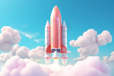 发射3D立体火箭背景图片